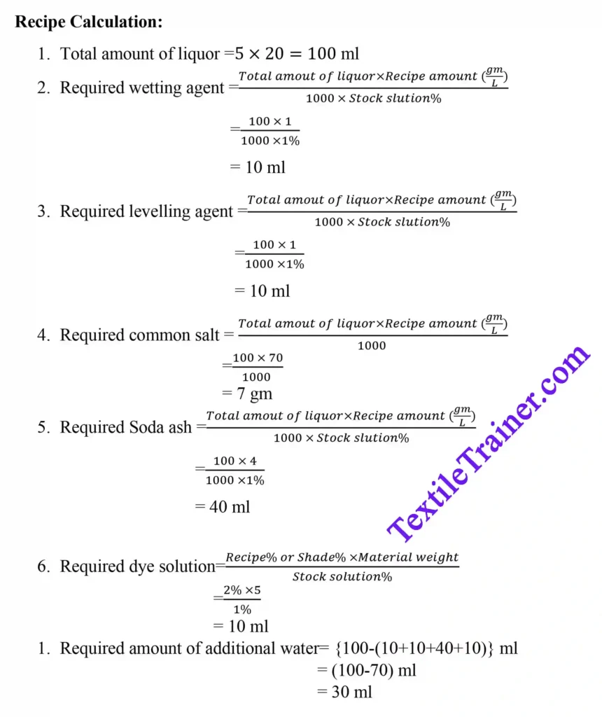 Blended fabric dyeing calculation-2