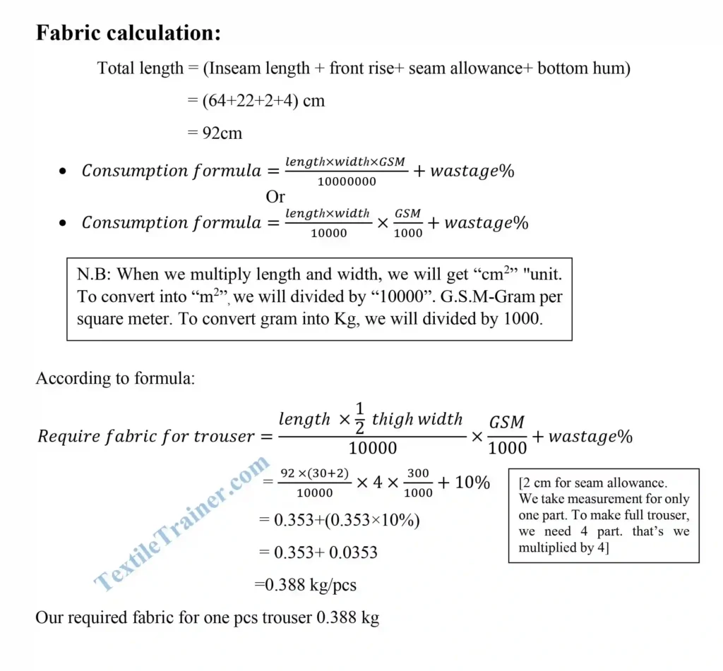 Calculation trouser