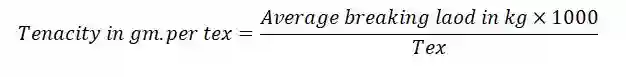 single yarn strength test formula