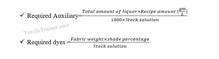 Dyeing Recipe formula