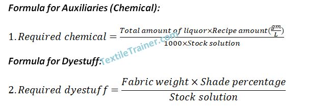 Dyeing calculation formula
