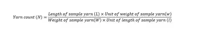 indirect yarn count formula