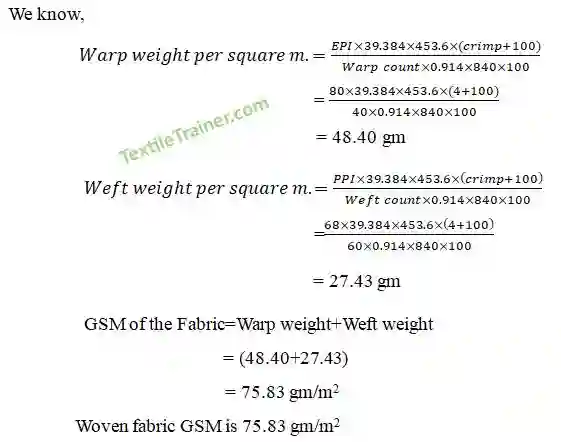 Fabric GSM calculation 3