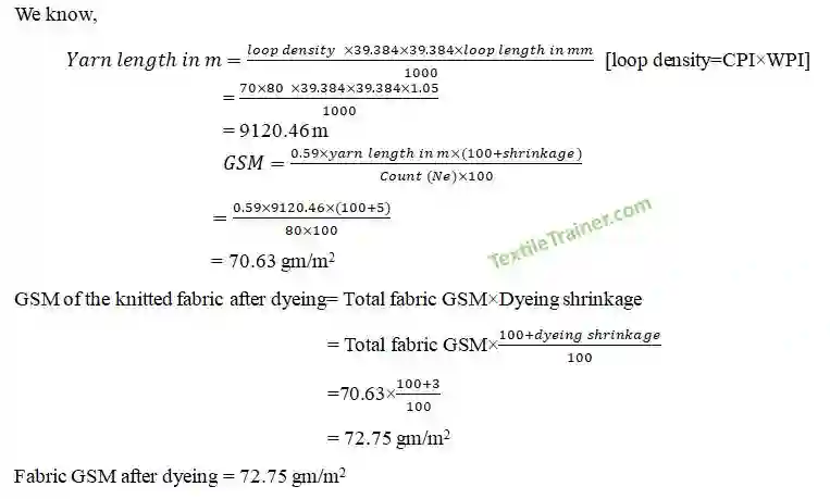 Knit Fabric GSM calculation 3