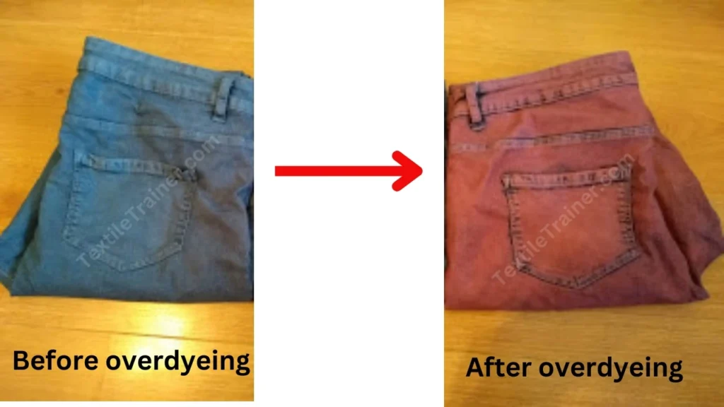Over-dyeing on denim pant