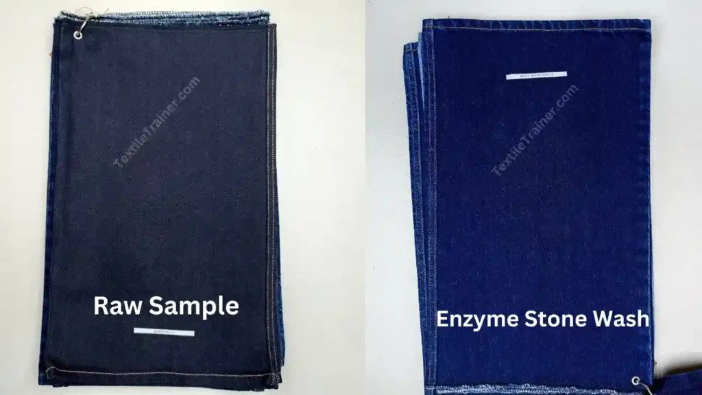 Stone enzyme washed denim